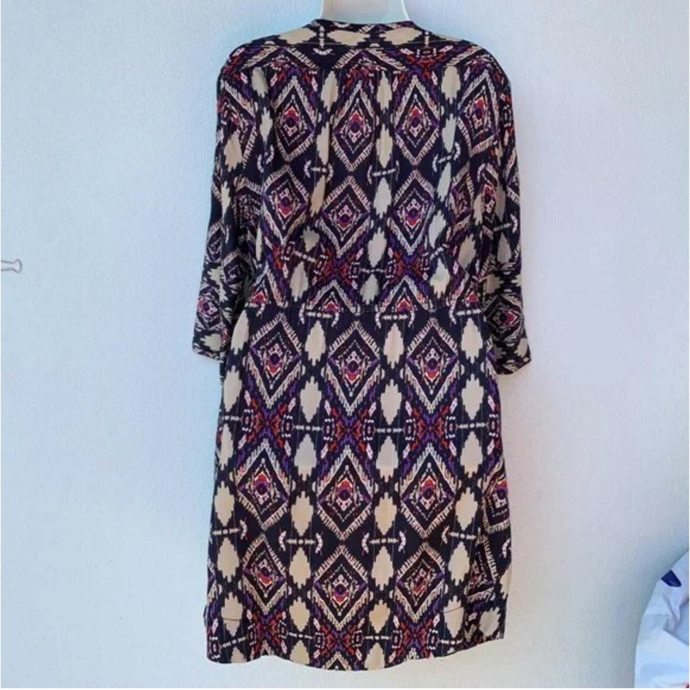 Anthropologie Holding Horses Mira Ikat Dress 3/4 Sleeve Western Tribal Size 10P - Picture 3 of 6